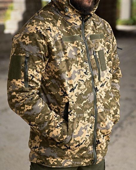 Тактическая куртка софтшелл пиксель демисезонная военная куртка на подкладке омнихит утепленная для ВСУ | Зображення 4
