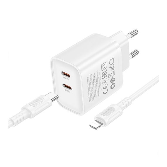 Мережевий зарядний пристрій Borofone BA85A 2 USB-C PD/QC 35W+Type-C to Lightning | Зображення 6