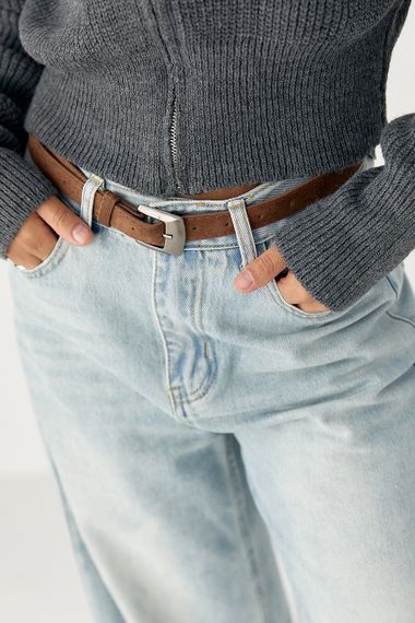 Прямі джинси Wide leg із високою посадкою - блакитний цвет, XL (є розміри) | Зображення 4