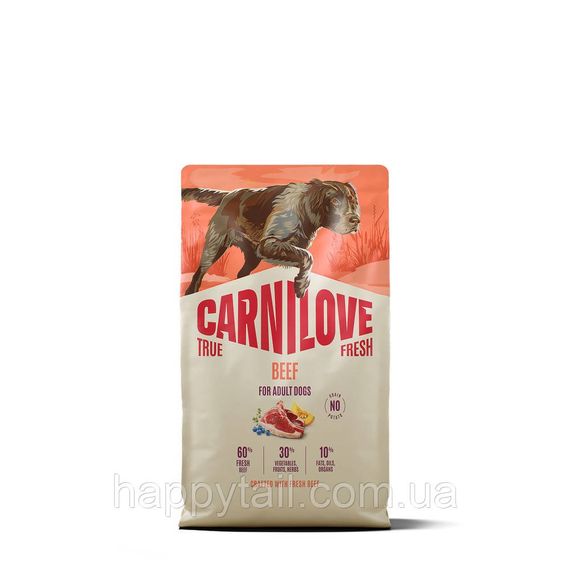 Беззерновий сухий корм Carnilove True Fresh Beef для дорослих собак усіх порід, зі свіжою яловичиною, 4 кг