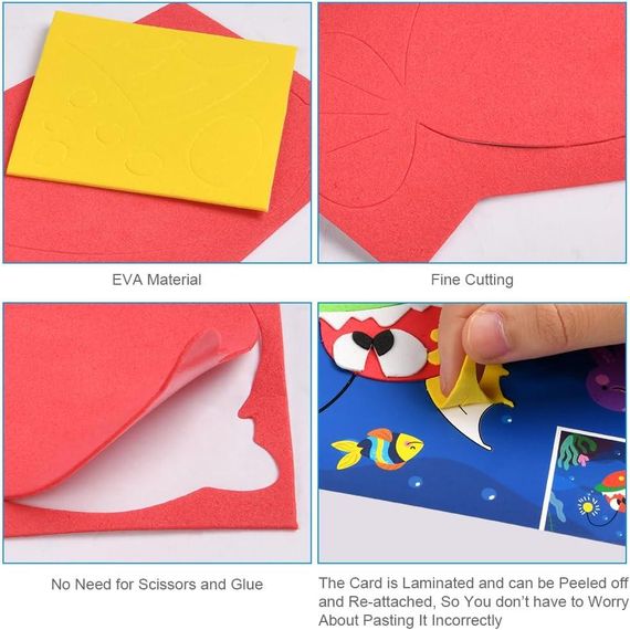 Подарочный набор для рукоделия 3D наклейки из пены EVA, игра-головоломка с рисунками + фломастеры, для детей | Зображення 5