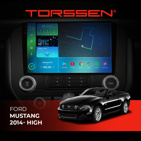 Штатна магнітола Torssen 2K Ford Mustang 2014- High 4 кнопки FL9 4+64Gb 4G Carplay DSP
