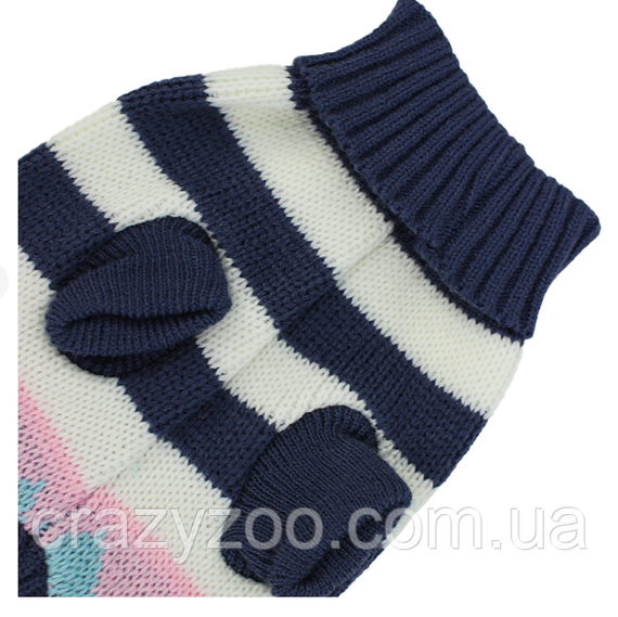 Свитер для собак и котов EcoToys Stripe XL розовый бело-синяя полоска A: 38 см B: 34 см C: 20 см 6910 | Зображення 4