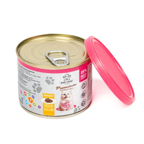 Вологий корм для котів Pet Chef шматочки в желе з куркою 200г | Зображення 4