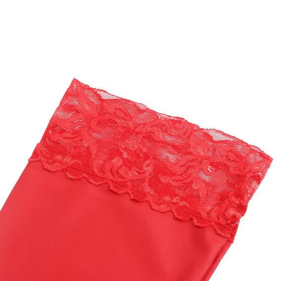 Панчохи еластичні Star Night з мереживною коронкою, червоні, XS-L sexstyle | Зображення 4