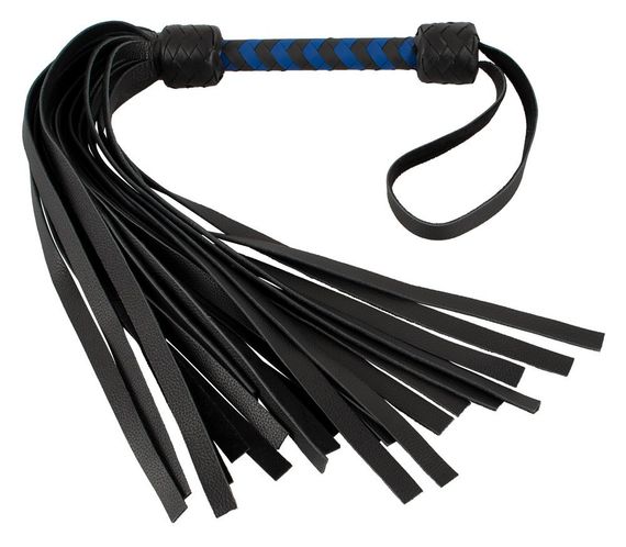 Флогер шкіряний ZADO TOOLS Leather Flogger із плетеною ручкою, чорно-синій Sex Aura