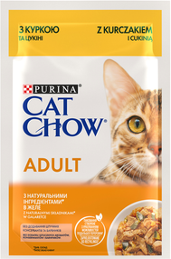 Вологий корм Purina CAT CHOW Adult для дорослих котів, курка та цукіні 85г