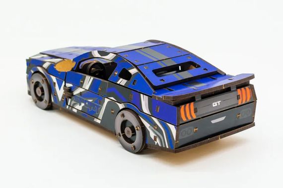 Конструктор "Muscle Car" Puz-00642 дерев'яний, 162 дет., синій колір р. моделі 24*9*7 см PuzzleOk | Зображення 5