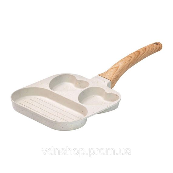 Сковорода квадратна порційна на 3 секції з антипригарним покриттям бежева HP39569W