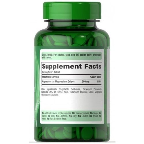 Микроэлемент Магний Puritan's Pride Magnesium 500 mg 100 Tabs | Зображення 1