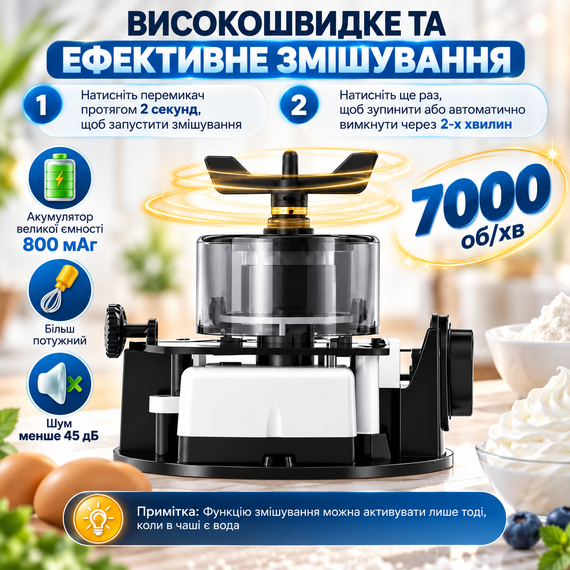 Електричний шейкер 500 мл акумуляторний синій з USB Type-C, автоматичним змішуванням, соломинкою для протеїну та коктейлів | Зображення 8