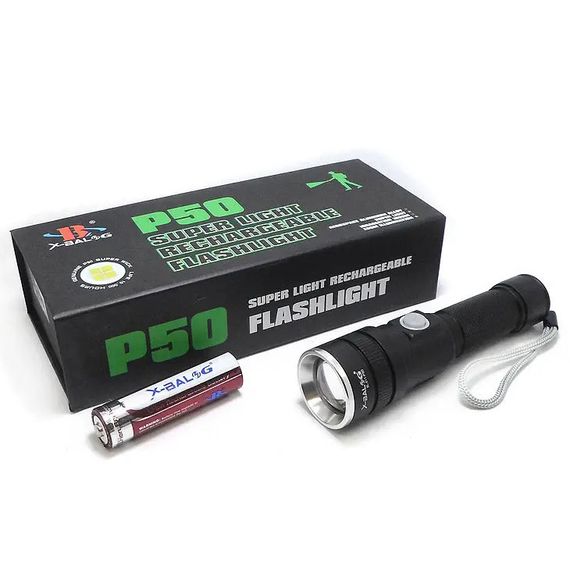 Довговічний світлодіодний ліхтар BL-611-P50, Компактний акумуляторний ліхтар ручний батарейний TN-64 | Зображення 5
