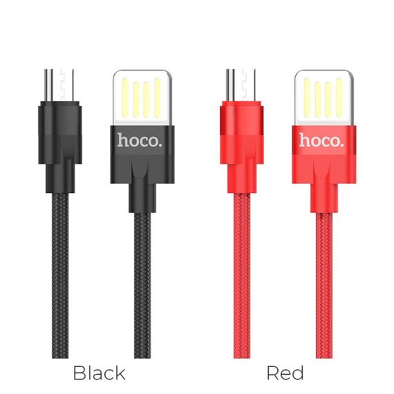 Кабель HOCO U55 USB to Micro 2.4A, 1.2m, nylon. zinc connectors, Black | Зображення 3