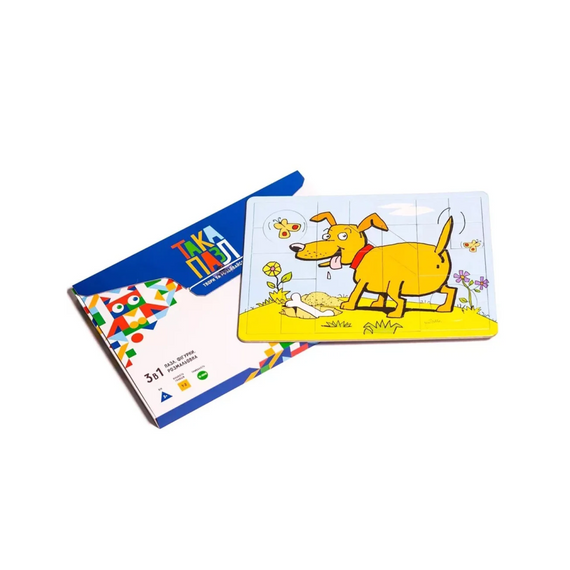 Дитячи Пазли 3 в 1  "Синя, песик" Така Мака 960193 20 елементів | Зображення 1