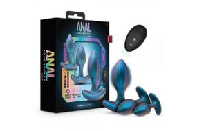 Набір анальних пробок з вібрацією Blush Anal Adventures на пульті керування, блакитні sexstyle