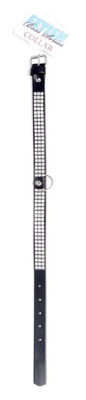 Нашийник зі штучної шкіри з кристалами Fetish Boss Series - Collar with crystals Silver, BS3300099 Sex Aura | Зображення 1