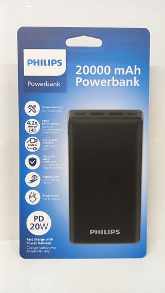 Повербанк Phillips 20000mAh, чорний