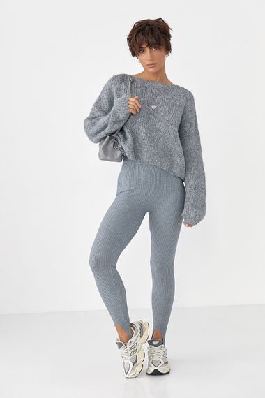 Укороченная мохерова кофта оверсайз - сірий цвет, ONE SIZE (є розміри) | Зображення 2