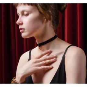 Тонкий нашийник (чокер) з італійської шкіри, чорного кольору, Thin UPKO Sex Aura