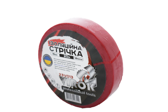 Стричка изоляцийна VIROK : 18 мм 20 м x 0,18 мм ЧЕРВОНА [13/117] VR-23V013