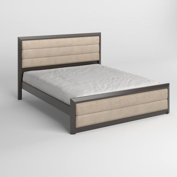 Двоспальне дерев&#039;яне ліжко Mebigrand Барселона Б5 Графітовий (RAL9011)/Аляска 23 (Бежевий) 180х200 см (MBG-13151) | Зображення 1