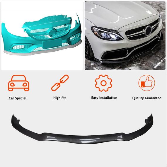 Накладка на передній бампер Lip V2 (для SD C63 AMG 2015-2019, Карбон) для Mercedes C-сlass W205 рр | Зображення 1