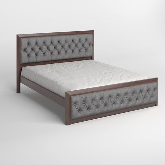 Двоспальне дерев&#039;яне ліжко Mebigrand Барселона Б3 Горіх темний/Аляска 93 (Сірий) 160х190 см (MBG-13736) | Зображення 1