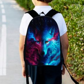 Рюкзак дитячий з вовком, 34х27см, міський ранець для хлопчика з принтом (00409)