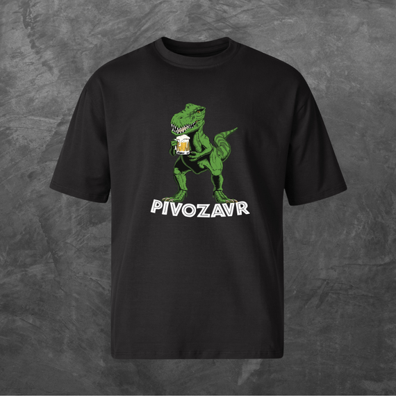 Футболка унісекс з принтом Pivozavr Пивозавр Оверсайз чорна S