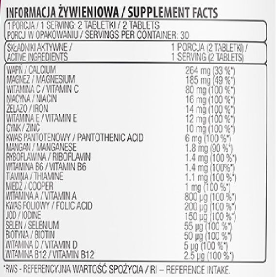 Вітамінно-мінеральний комплекс для спорту OstroVit 100% Vit&Min 30 Tabs | Зображення 1