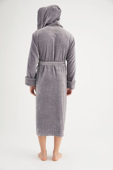 Чоловічий халат Nusa 1390 з капюшоном, сірий, 3XL | Зображення 2