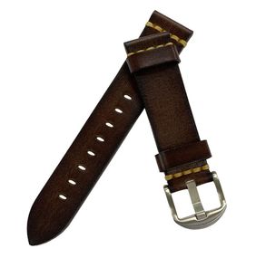 Шкіряний ремінець Primolux C052B Steel buckle для годинника Garmin Vivoactive 4 - Dark Brown