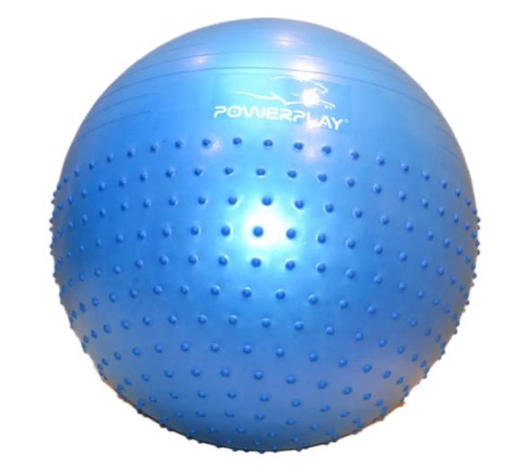 М'яч для фітнесу (фітбол) напівмасажний PowerPlay 4003 Ø65 cm Gymball Синій + помпа (PP_4003_65_Blue) | Зображення 4