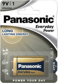Батарейка Panasonic EVERYDAY POWER щелочная 6LR61 (6LF22,MN1604,MX1604,Крона)
