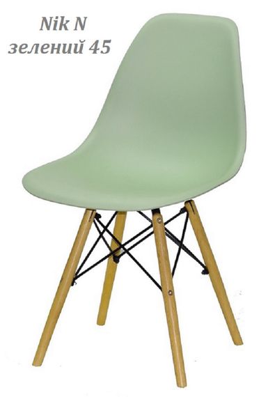 Стул обеденный пластиковый на буковых ножках Nik N Eames DSW, цвет сиденья Зеленый 45
