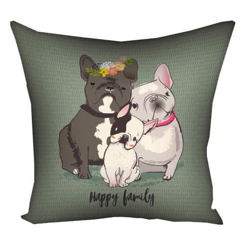 Подушка габардинова з принтом Happy family 40x40 (4P_DOG020)