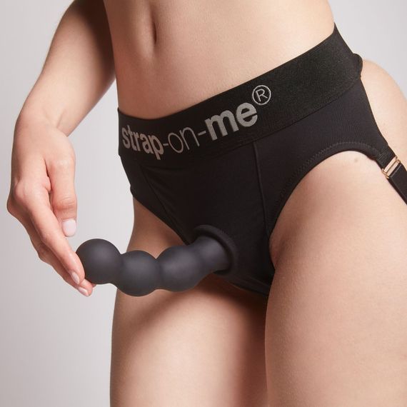 Насадка для страпона Strap-On-Me Dildo Plug Balls Black XL | Зображення 5