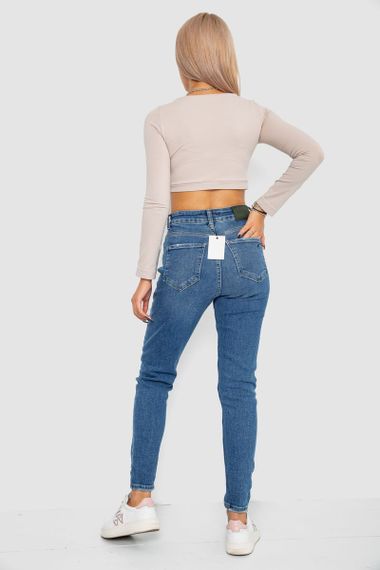 Джинси жіночі Mom-fit стрейч, колір синій, 244R1162 | Зображення 3