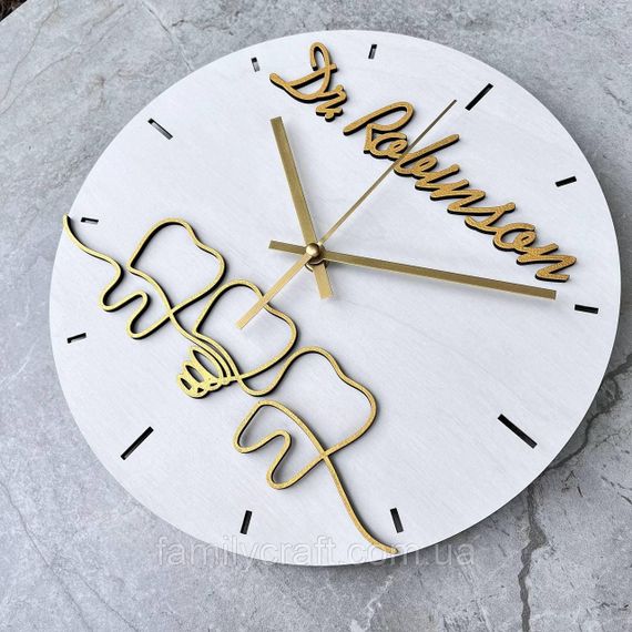 Іменні настінні дерев'яні годинники стоматолога Подарок дантисту або ортодонту, зубному лікарю | Зображення 7