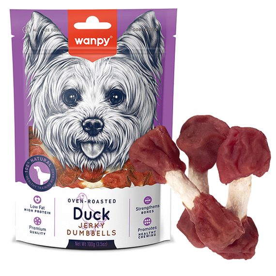 Лакомство для собак Wanpy Duck Jerky Dumbbells с уткой 100 гр