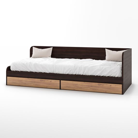 Односпальне ліжко з ящиками Еверест Соната-800 80х190 см венге темний/дуб крафт золотий (EVR-2107)