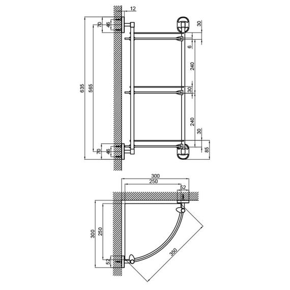 Поличка стеклянная кутова 3-х ярусна Lidz (CRG) -114.10.03 | Зображення 3