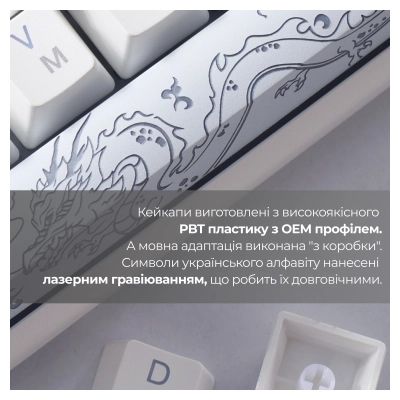 Клавиатура Ducky One 3 Cherry MX Blue RGB UA USB White (DKON2108ST-CUAPXPWWWSC1) | Зображення 2