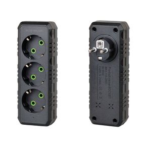 Розетка трійник із заземленням F101-Black, 3 розетки, 2500W, 10A, 110-250V~Max, Blister