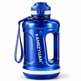 Бутылка для воды KANGZYUAN 1500 мл спортивная с Tritan BPA Free ударопрочная синяя с ручкой и ремешком