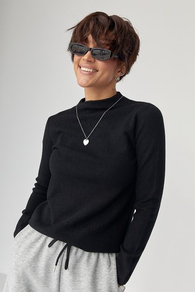 Однотонний жіночий гольф з горловиною-стійкою - чорний цвет, ONE SIZE (є розміри) | Зображення 4