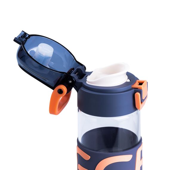 Пляшка для води 460 мл скляна з пластиковою кришкою синя HP17299BL | Зображення 2