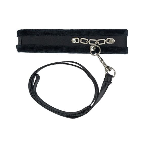 Нашийник із повідцем Punishment - Crystal Collar & Leash - Black Sex Aura