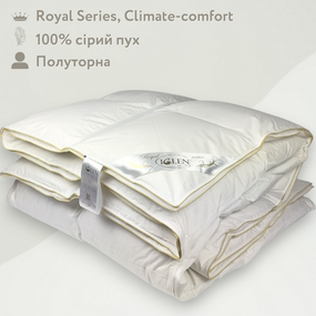 Ковдра пухова зі 100% сірим пухом Royal Series Climate-comfort IGLEN 160х215 (16021510GRS)