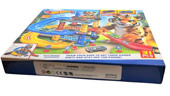 Трек траса три рівня автомобільний дві машинки 31 деталь Hot Wheel автотрек з дорожніми знаками | Зображення 7